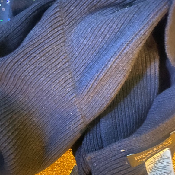 BANANA REPUBLIC Merino WOOL CASHMERE NAVY RUFFLE Scarf RARE LUX GORG COZY - Picture 7 of 7